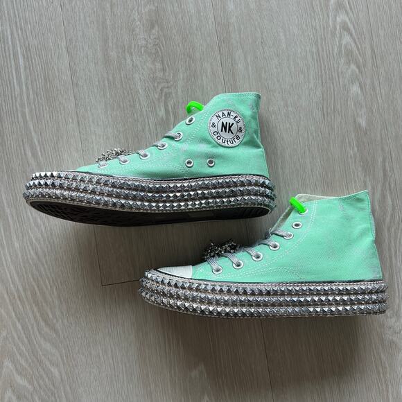 Nan-ku x Free People Cruise Studded Hi-Top Sneakers 37 US 7 Spring Mint NEW - Picture 3 of 13